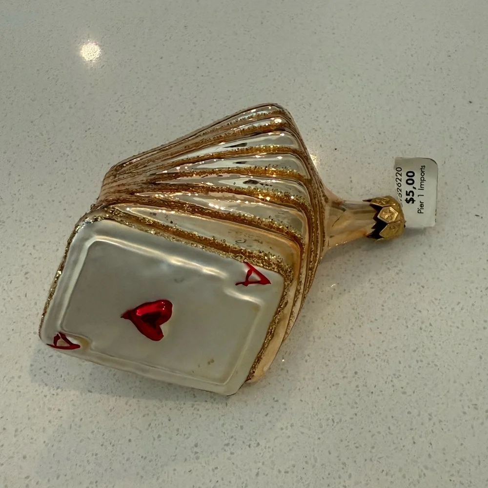 Vtg Pier 1 Imports Blown Glass Ace Of Hearts‎ Cards Christmas Ornament